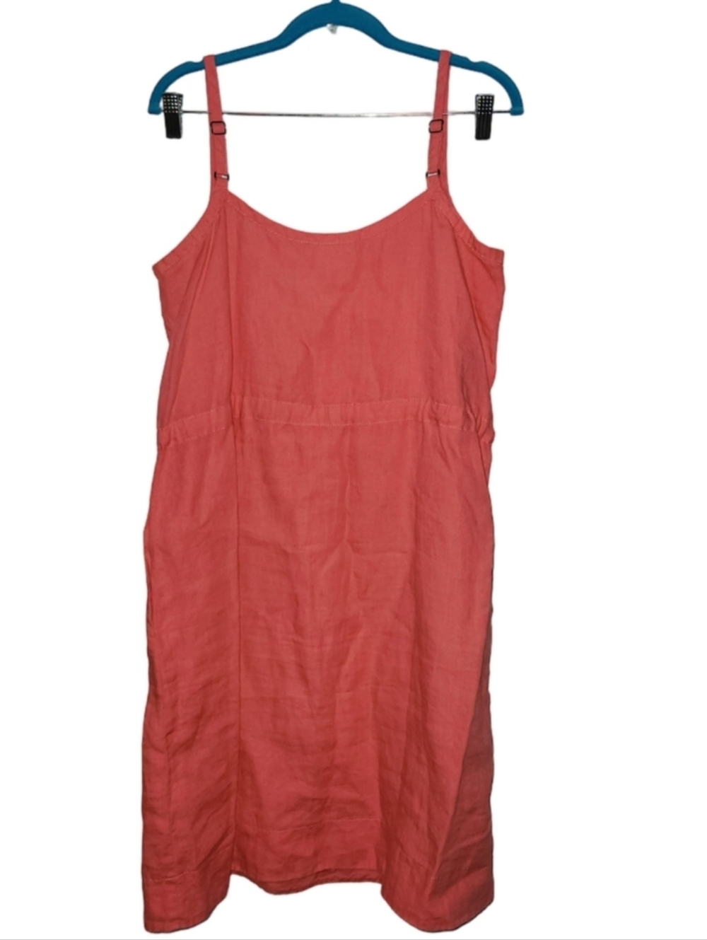 Eileen Fisher Salmon Pink Organic Linen Dress Adjustable Straps - Picture 2 of 5